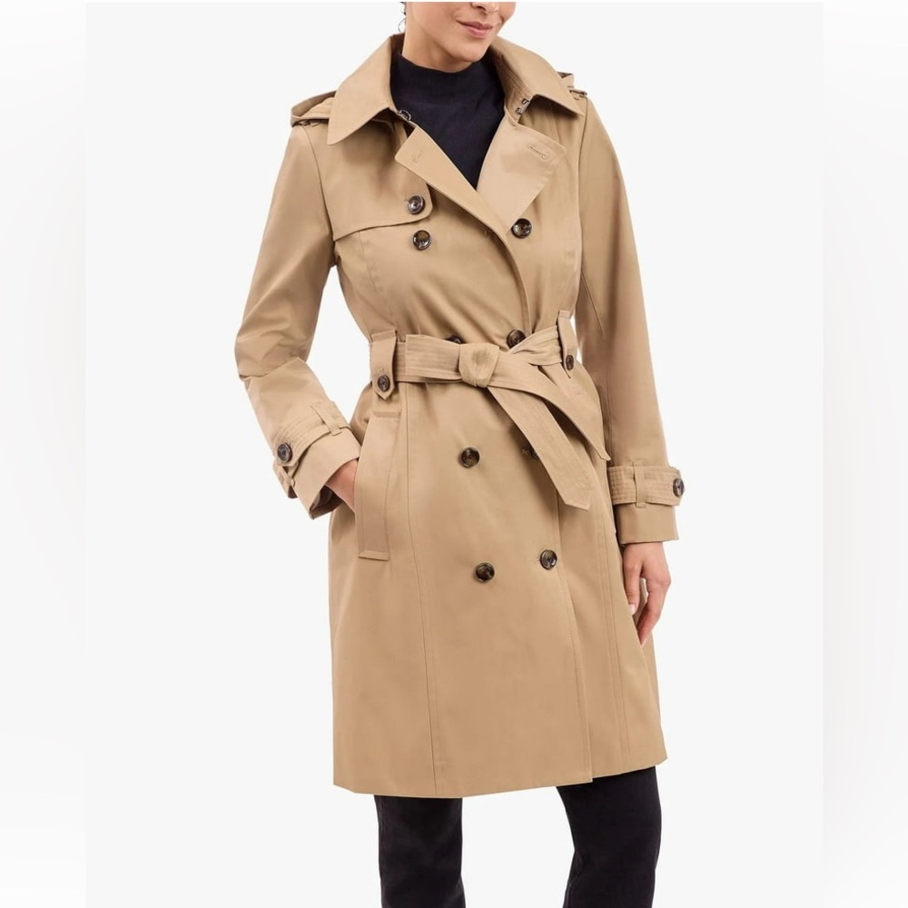 London Fog Tan Double-Breasted Trench Coat with Belt
